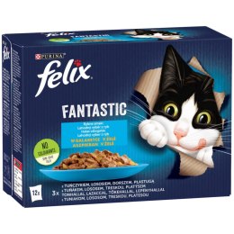 Felix Fantastic Karma dla kotów rybne smaki w galaretce 12 x 85 g