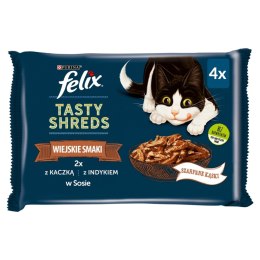 Felix Tasty Shreds Karma dla dorosłych kotów indyk kaczka w sosie 4x 80 g