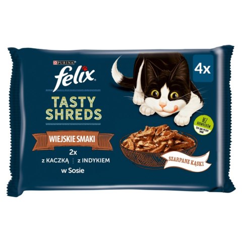 Felix Tasty Shreds Karma dla dorosłych kotów indyk kaczka w sosie 4x 80 g