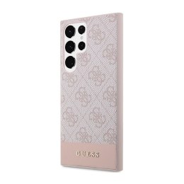 Guess 4G Bottom Stripe Metal Logo Collection - Etui Samsung Galaxy S23 Ultra (różowy)