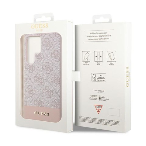 Guess 4G Bottom Stripe Metal Logo Collection - Etui Samsung Galaxy S23 Ultra (różowy) Guess 4G Bottom Stripe Metal Logo Collection - Etui Samsung Galaxy S23 Ultra (różowy)