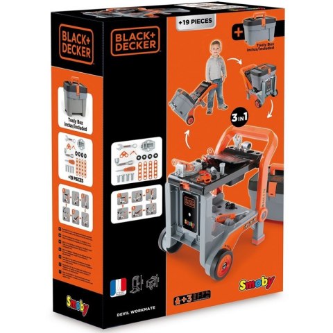 SMOBY Black & Decker Wózek Warsztat Skrzynka z Narzędziami 3w1 Złota Rączka SMOBY Black & Decker Wózek Warsztat Skrzynka z Narzędziami 3w1 Złota Rączka