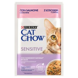CAT CHOW Sensitive Mokra karma dla kotów z łososiem i cukinią w sosie 85 g