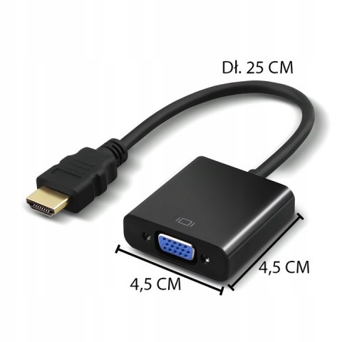 Adapter HDMI -> VGA czarny RETOO E275 Adapter HDMI -> VGA czarny RETOO E275