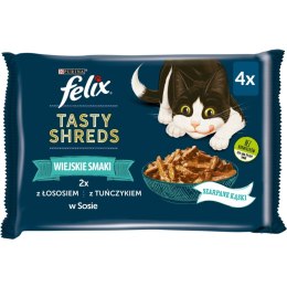 Felix Tasty Shreds Karma dla dorosłych kotów rybne smaki w sosie 4 x 80 g
