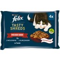 Felix Tasty Shreds Karma dla dorosłych kotów wołowina kurczak w sosie 4x80g