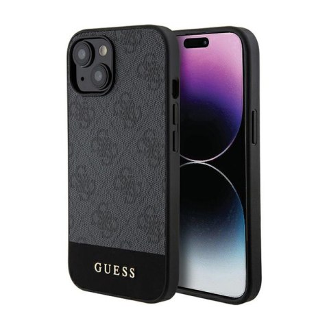 Guess 4G Bottom Stripe Metal Logo Collection - Etui iPhone 15 (szary) Guess 4G Bottom Stripe Metal Logo Collection - Etui iPhone 15 (szary)