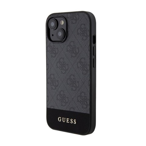 Guess 4G Bottom Stripe Metal Logo Collection - Etui iPhone 15 (szary) Guess 4G Bottom Stripe Metal Logo Collection - Etui iPhone 15 (szary)