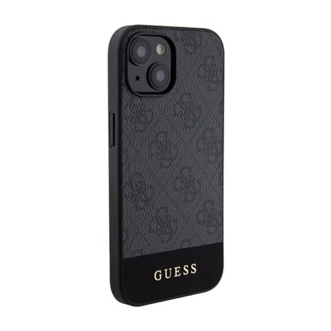 Guess 4G Bottom Stripe Metal Logo Collection - Etui iPhone 15 (szary) Guess 4G Bottom Stripe Metal Logo Collection - Etui iPhone 15 (szary)