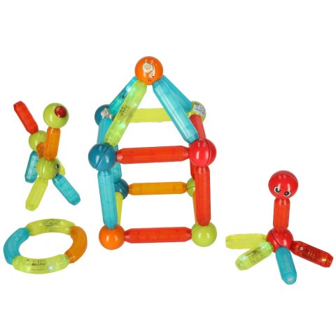 Klocki magnetyczne LED magnetic sticks duże patyczki świecące dla małych dzieci 76 elementów Klocki magnetyczne LED magnetic sticks duże patyczki świecące dla małych dzieci 76 elementów