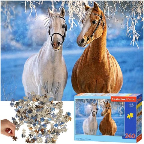 Puzzle układanka 260 elementów Zimowe konie 8+ CASTORLAND Puzzle układanka 260 elementów Zimowe konie 8+ CASTORLAND