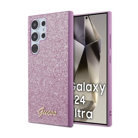 Guess Glitter Flakes Metal Logo Case - Etui Samsung Galaxy S24 Ultra (fioletowy) Guess Glitter Flakes Metal Logo Case - Etui Samsung Galaxy S24 Ultra (fioletowy)