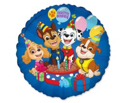 Balon foliowy okrągły, urodziny Paw Patrol, 46 cm, 18