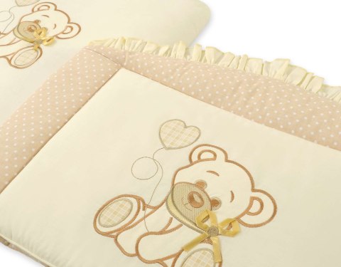 Komplet pościeli dla dzieci 135x100cm z ochraniaczem 3-cz Miś z kokardką kremowy