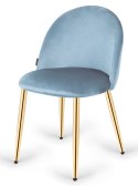 Krzesło tapicerowane GLORIA LIGHT BLUE VELVET GOLD