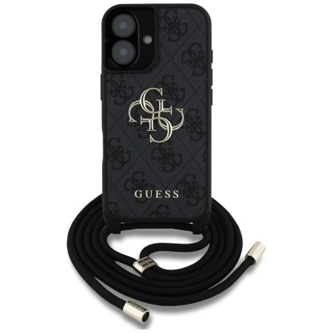 Guess 4G Big Logo Cord Strap Crossbody - Etui do iPhone 16 Plus (czarny) Guess 4G Big Logo Cord Strap Crossbody - Etui do iPhone 16 Plus (czarny)