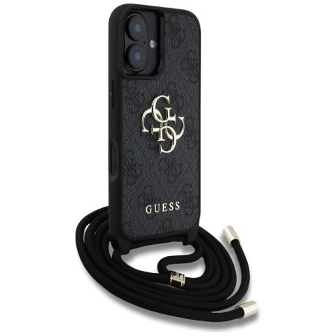 Guess 4G Big Logo Cord Strap Crossbody - Etui do iPhone 16 Plus (czarny) Guess 4G Big Logo Cord Strap Crossbody - Etui do iPhone 16 Plus (czarny)