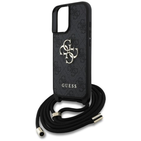 Guess 4G Big Logo Cord Strap Crossbody - Etui do iPhone 16 Plus (czarny) Guess 4G Big Logo Cord Strap Crossbody - Etui do iPhone 16 Plus (czarny)