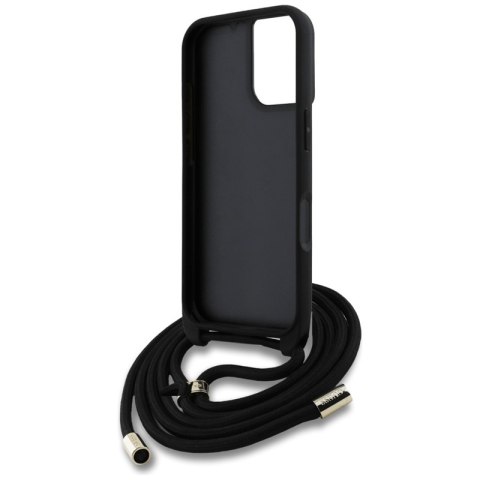 Guess 4G Big Logo Cord Strap Crossbody - Etui do iPhone 16 Plus (czarny) Guess 4G Big Logo Cord Strap Crossbody - Etui do iPhone 16 Plus (czarny)
