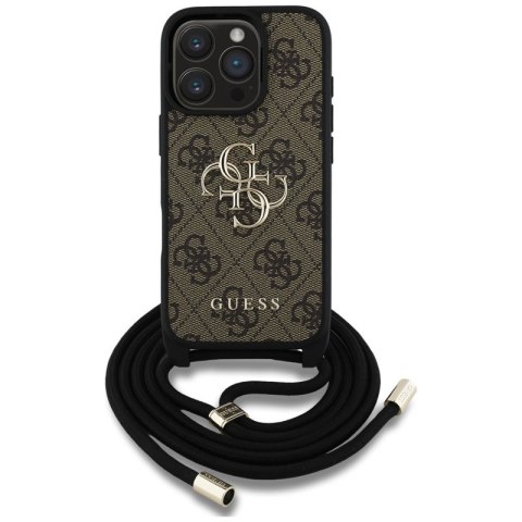 Guess 4G Big Logo Cord Strap Crossbody - Etui do iPhone 16 Pro (brązowy) Guess 4G Big Logo Cord Strap Crossbody - Etui do iPhone 16 Pro (brązowy)