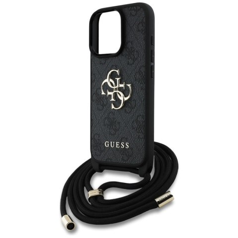 Guess 4G Big Logo Cord Strap Crossbody - Etui do iPhone 16 Pro (czarny) Guess 4G Big Logo Cord Strap Crossbody - Etui do iPhone 16 Pro (czarny)