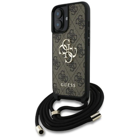 Guess 4G Big Logo Cord Strap Crossbody - Etui do iPhone 16 (brązowy) Guess 4G Big Logo Cord Strap Crossbody - Etui do iPhone 16 (brązowy)