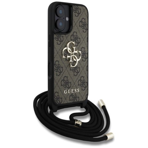Guess 4G Big Logo Cord Strap Crossbody - Etui do iPhone 16 (brązowy) Guess 4G Big Logo Cord Strap Crossbody - Etui do iPhone 16 (brązowy)