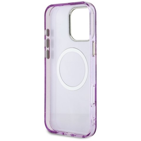 Guess Glitter Flowers Triangle Buttons MagSafe - Etui do iPhone 16 Pro Max (fioletowy) Guess Glitter Flowers Triangle Buttons MagSafe - Etui do iPhone 16 Pro Max (fioletowy)
