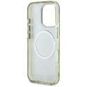 Guess Glitter Flowers Triangle Buttons MagSafe - Etui do iPhone 16 Pro Max (zielony)