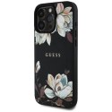 Guess Grained Printed Flower Pattern MagSafe - Etui do iPhone 16 Pro Max (czarny)