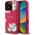 Guess Grained Printed Flower Pattern MagSafe - Etui do iPhone 16 Pro (fuksja)