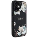Guess Grained Printed Flower Pattern MagSafe - Etui do iPhone 16 (czarny)