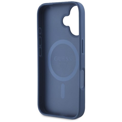 Guess Grained Printed Flower Pattern MagSafe - Etui do iPhone 16 (niebieski) Guess Grained Printed Flower Pattern MagSafe - Etui do iPhone 16 (niebieski)