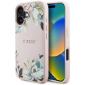 Guess Grained Printed Flower Pattern MagSafe - Etui do iPhone 16 (różowy)