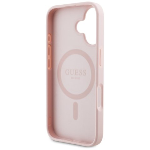 Guess Grained Printed Flower Pattern MagSafe - Etui do iPhone 16 (różowy) Guess Grained Printed Flower Pattern MagSafe - Etui do iPhone 16 (różowy)
