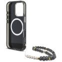 Guess Palm Trees Triangle Pearl Strap MagSafe - Etui do iPhone 16 Pro (czarny)