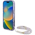 Guess Palm Trees Triangle Pearl Strap MagSafe - Etui do iPhone 16 (fioletowy)