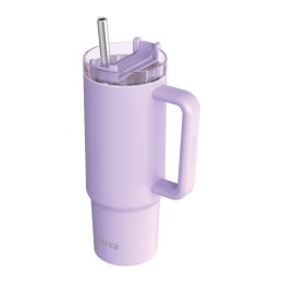 Quokka Stream - Kubek termiczny ze stali nierdzewnej 950 ml ze słomką (Purple)