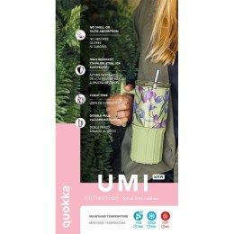 Quokka Umi - Kubek termiczny ze stali nierdzewnej 720 ml ze słomką i silikonową podstawką (Black)