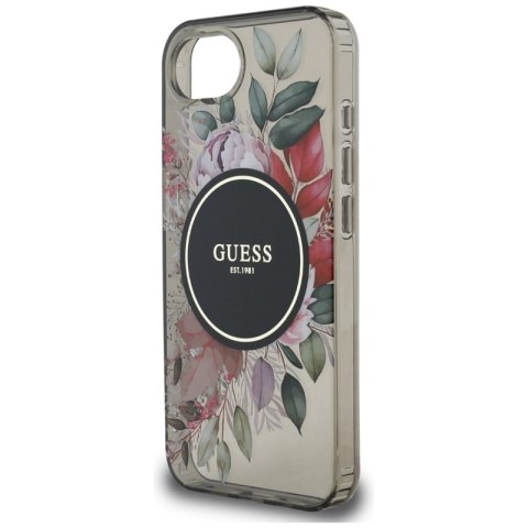 Guess IML Flowers MagSafe - Etui do iPhone 16e (czarny) Guess IML Flowers MagSafe - Etui do iPhone 16e (czarny)