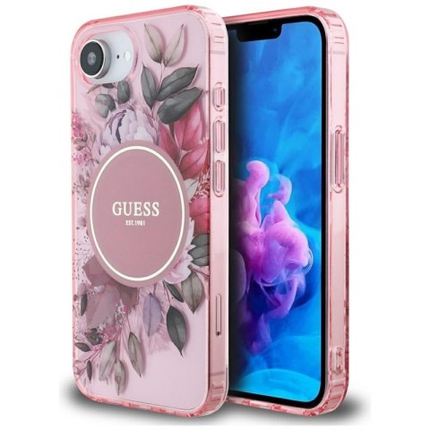 Guess IML Flowers MagSafe - Etui do iPhone 16e (różowy) Guess IML Flowers MagSafe - Etui do iPhone 16e (różowy)