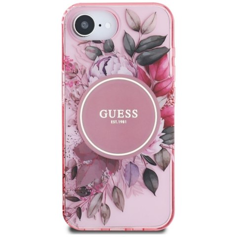 Guess IML Flowers MagSafe - Etui do iPhone 16e (różowy) Guess IML Flowers MagSafe - Etui do iPhone 16e (różowy)