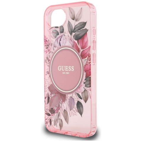 Guess IML Flowers MagSafe - Etui do iPhone 16e (różowy) Guess IML Flowers MagSafe - Etui do iPhone 16e (różowy)