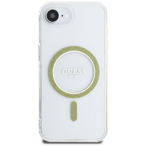 Guess IML Glitter Circle MagSafe - Etui do iPhone 16e (przezroczysty) Guess IML Glitter Circle MagSafe - Etui do iPhone 16e (przezroczysty)
