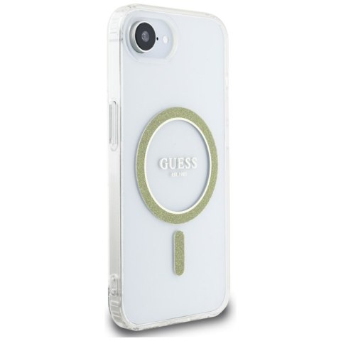 Guess IML Glitter Circle MagSafe - Etui do iPhone 16e (przezroczysty) Guess IML Glitter Circle MagSafe - Etui do iPhone 16e (przezroczysty)