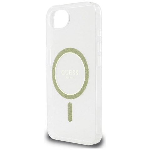 Guess IML Glitter Circle MagSafe - Etui do iPhone 16e (przezroczysty) Guess IML Glitter Circle MagSafe - Etui do iPhone 16e (przezroczysty)