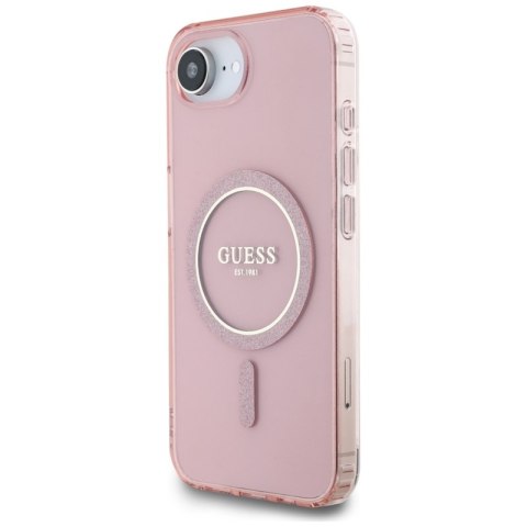 Guess IML Glitter Circle MagSafe - Etui do iPhone 16e (różowy) Guess IML Glitter Circle MagSafe - Etui do iPhone 16e (różowy)