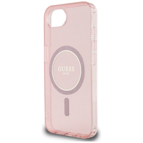 Guess IML Glitter Circle MagSafe - Etui do iPhone 16e (różowy) Guess IML Glitter Circle MagSafe - Etui do iPhone 16e (różowy)