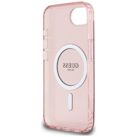 Guess IML Glitter Circle MagSafe - Etui do iPhone 16e (różowy) Guess IML Glitter Circle MagSafe - Etui do iPhone 16e (różowy)