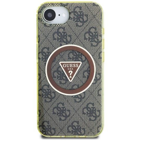 Guess IML Metal Glitter 4G Circle Triangle MagSafe - Etui do iPhone 16e (brązowy) Guess IML Metal Glitter 4G Circle Triangle MagSafe - Etui do iPhone 16e (brązowy)